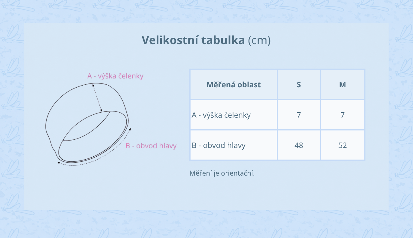 Velikostní tabulka - čelenka